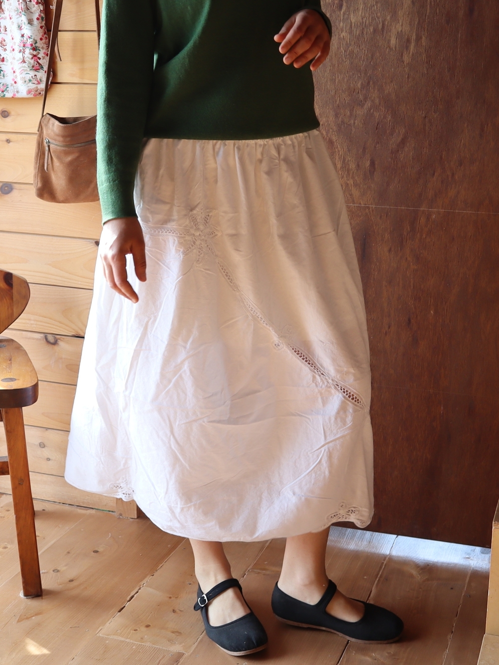 Upcycled Lace Tablecloth Skirt White Embroidered Maxi Skirt M • L • XL